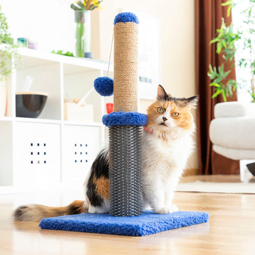 Arbre à chat 2-en-1 : griffoir, massage et balle de jeu 🐶
